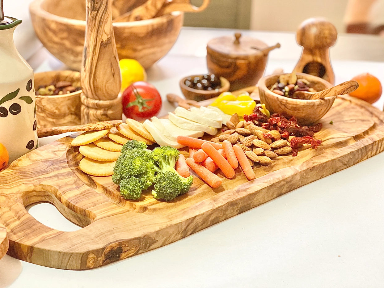 Olive Wood Charcuterie Board  with Juice Well