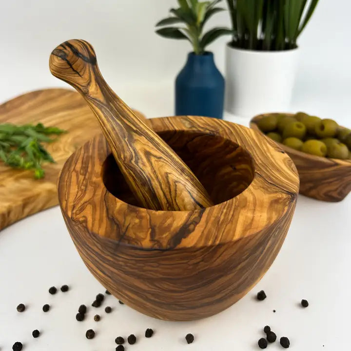 Classic Olive Wood Mortar & Pestle